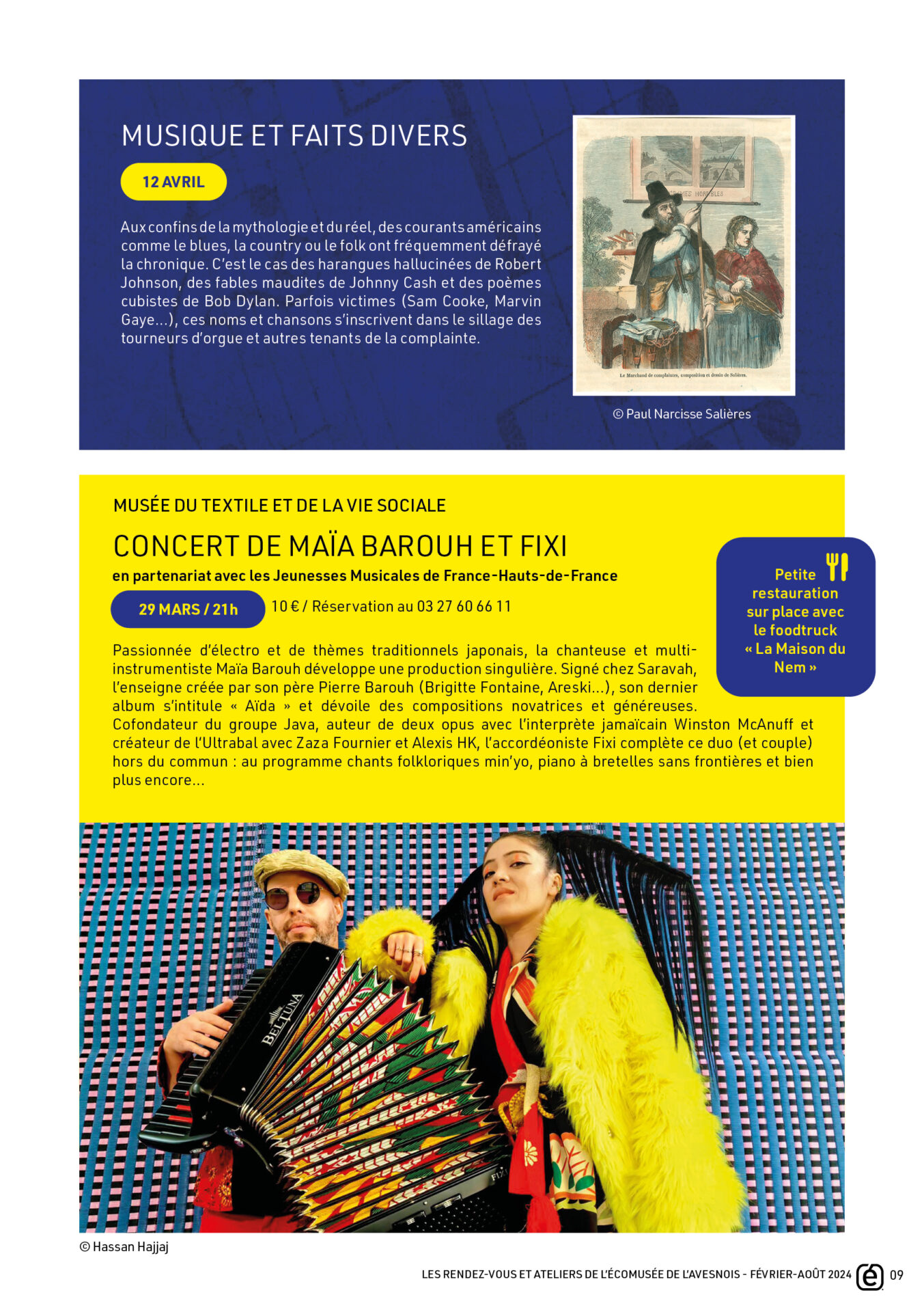 Agenda février aout 2024 Ecomusée de l'Avesnois - page 8 - concert maïa barouh fixi